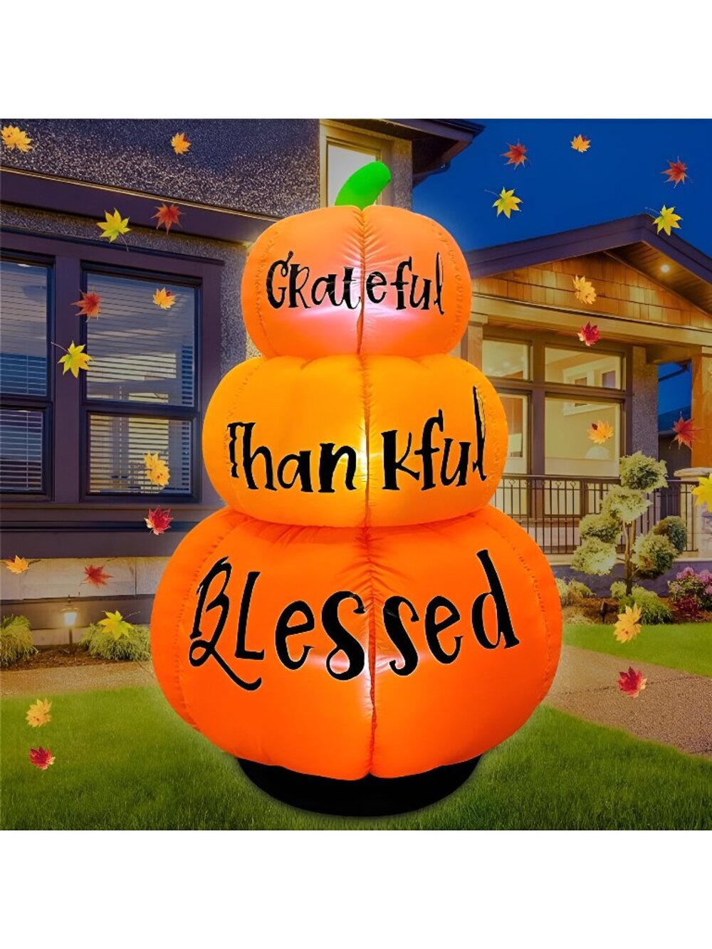 6FT Thanksgiving Inflatable Stacked Pumpkins Decoration